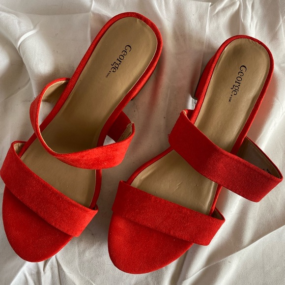 Brand New Red Slip On Suede Sandals - EU 38.5 - US 8 - Picture 2 of 3